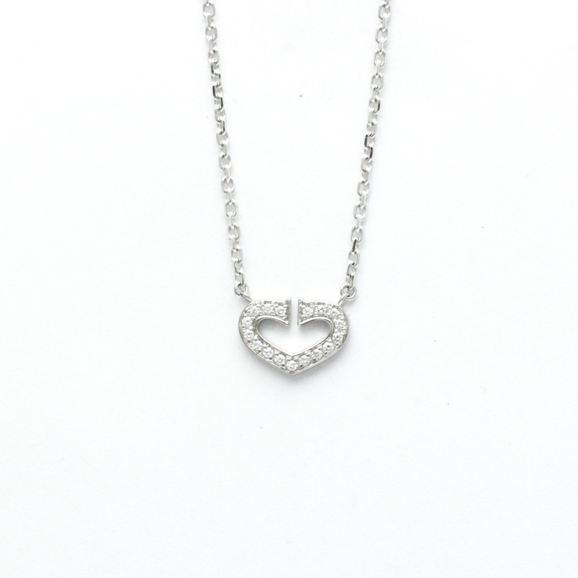 Cartier C Heart White Gold (18K) Diamond Women's Pendant Necklace (Silver)