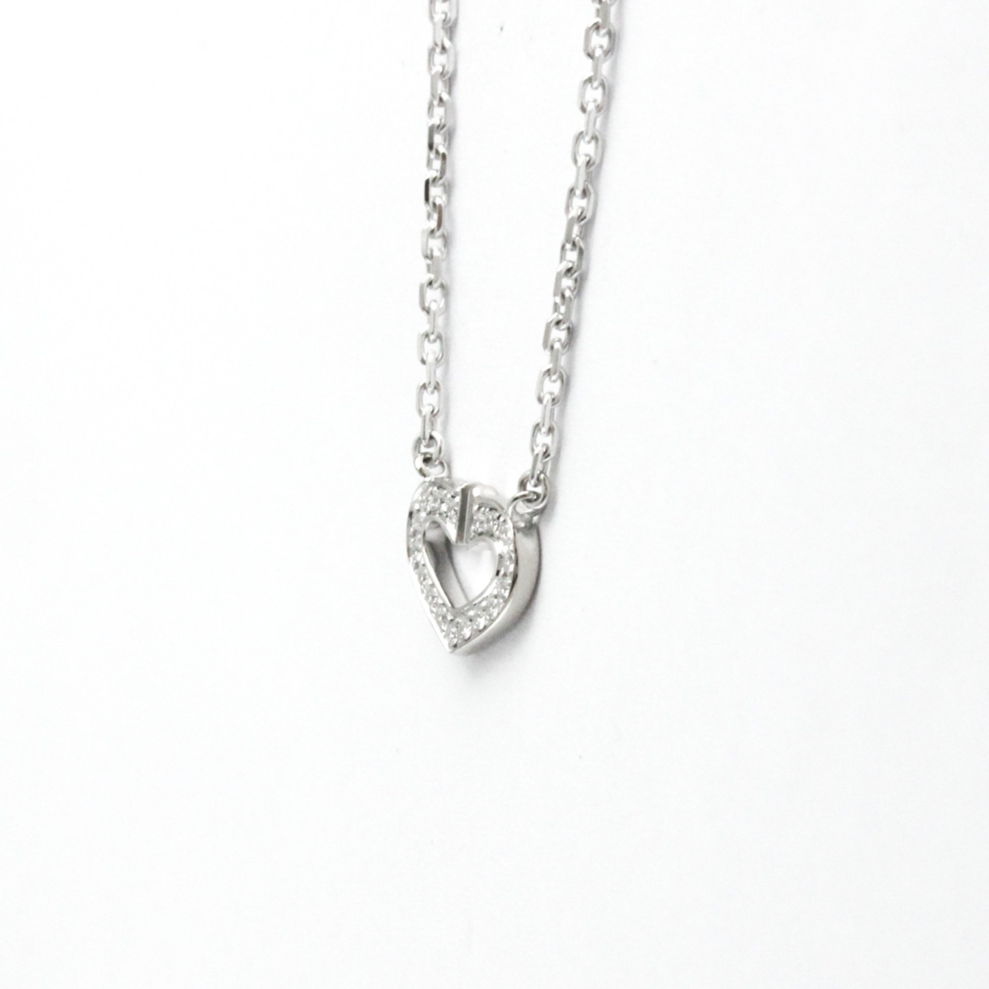 Cartier C Heart White Gold (18K) Diamond Women's Pendant Necklace (Silver)