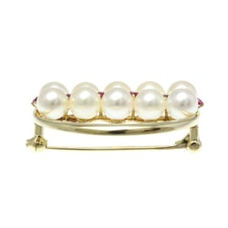 Mikimoto Yellow Gold (14K) Diamond,Ruby Brooch Gold