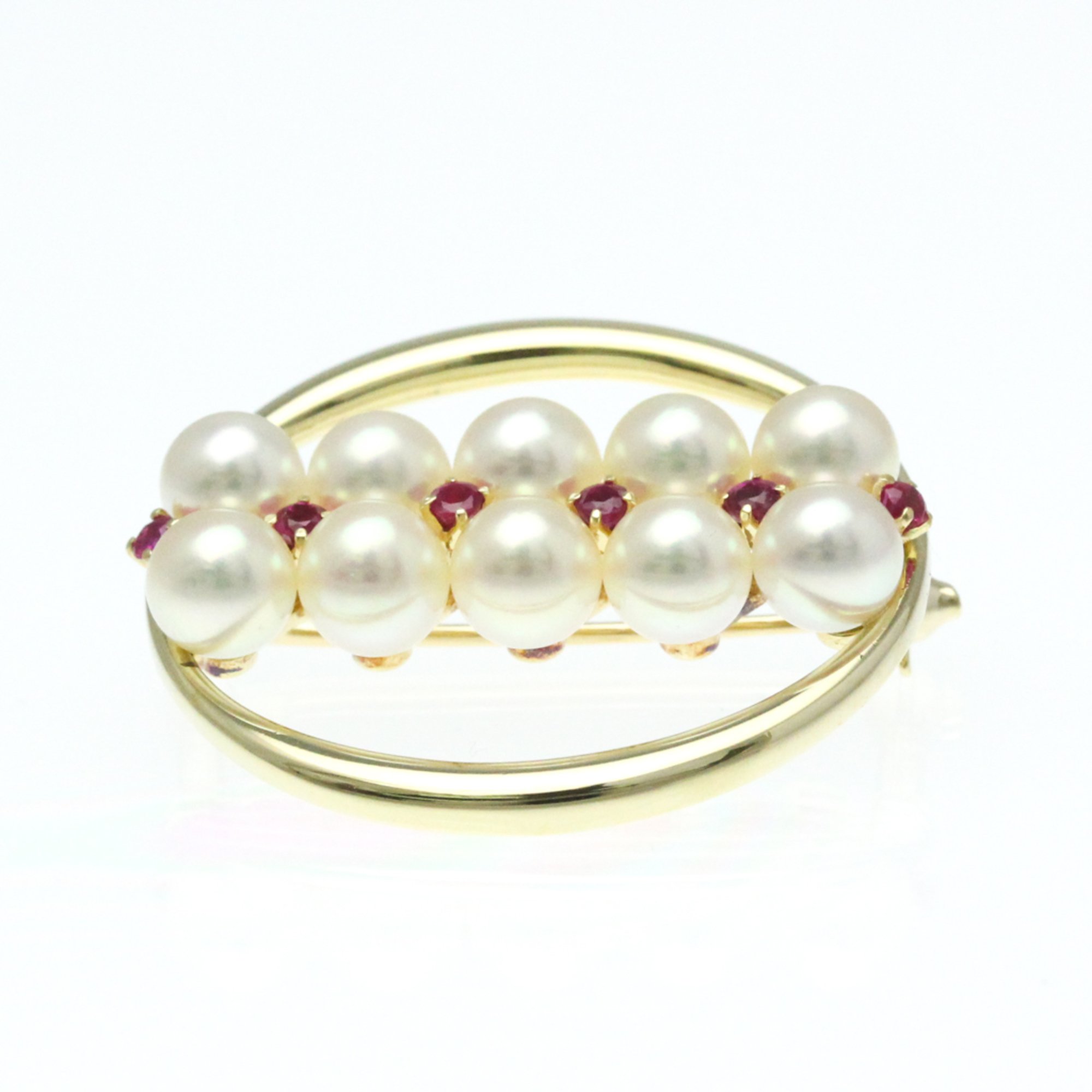 Mikimoto Yellow Gold (14K) Diamond,Ruby Brooch Gold