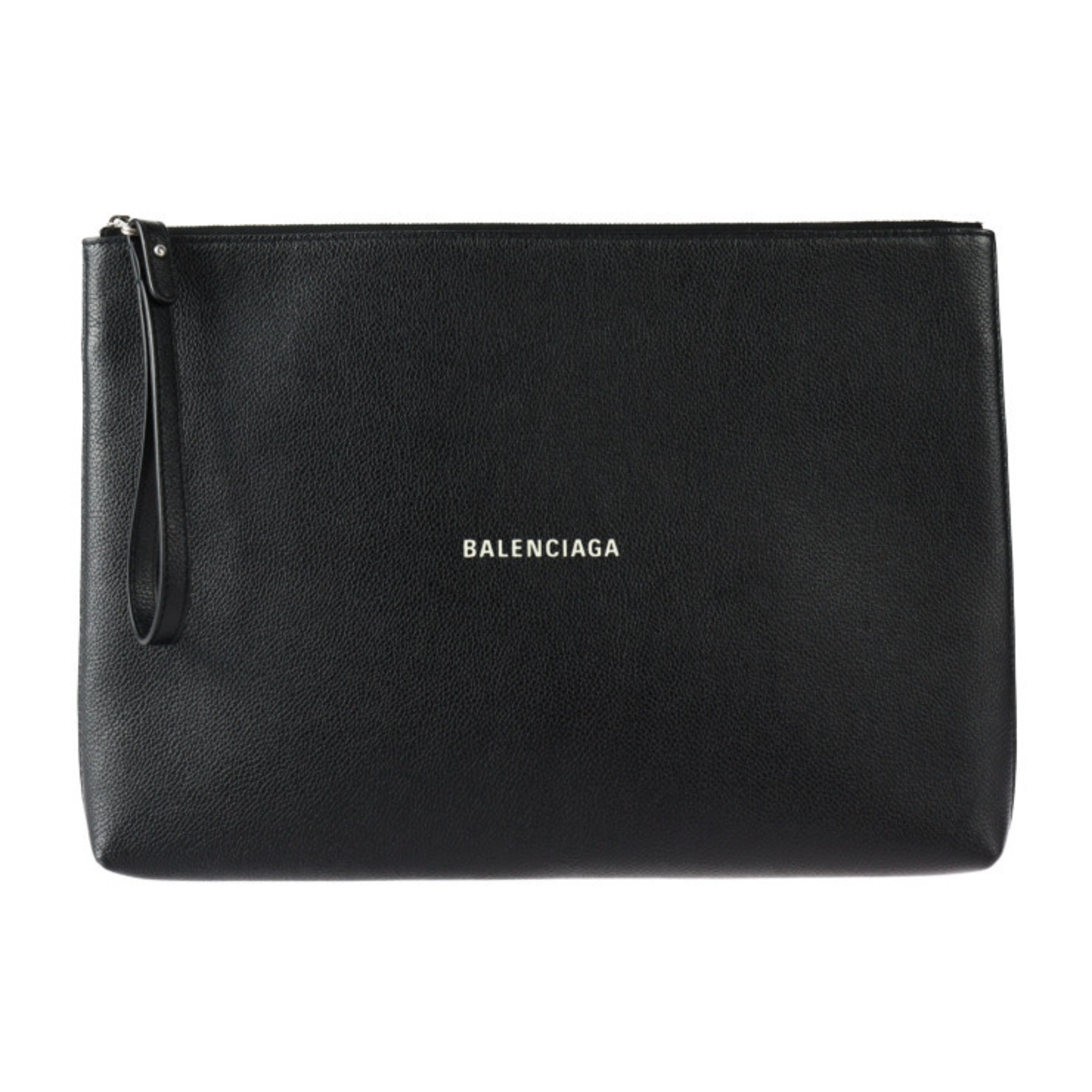 BALENCIAGA Everyday Clutch Bag 640538 Leather Black Wristlet Pouch