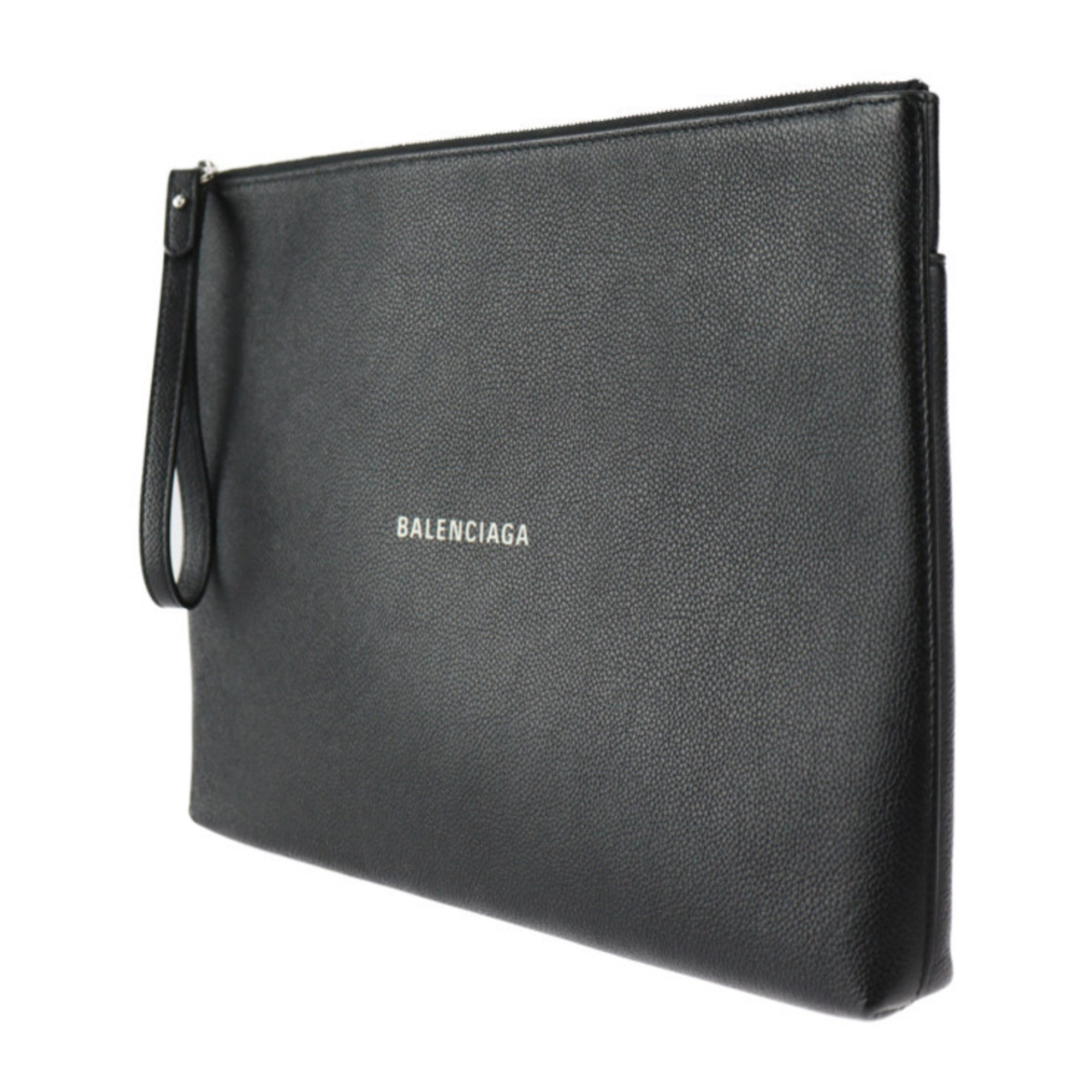 BALENCIAGA Everyday Clutch Bag 640538 Leather Black Wristlet Pouch