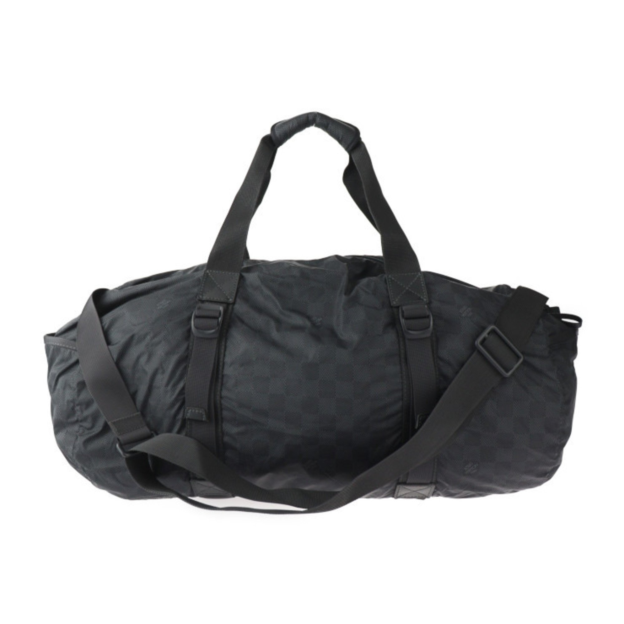 LOUIS VUITTON Louis Vuitton Practical Damier Aventure Boston Bag M97058 Nylon Leather Black Shoulder Foldable Storage