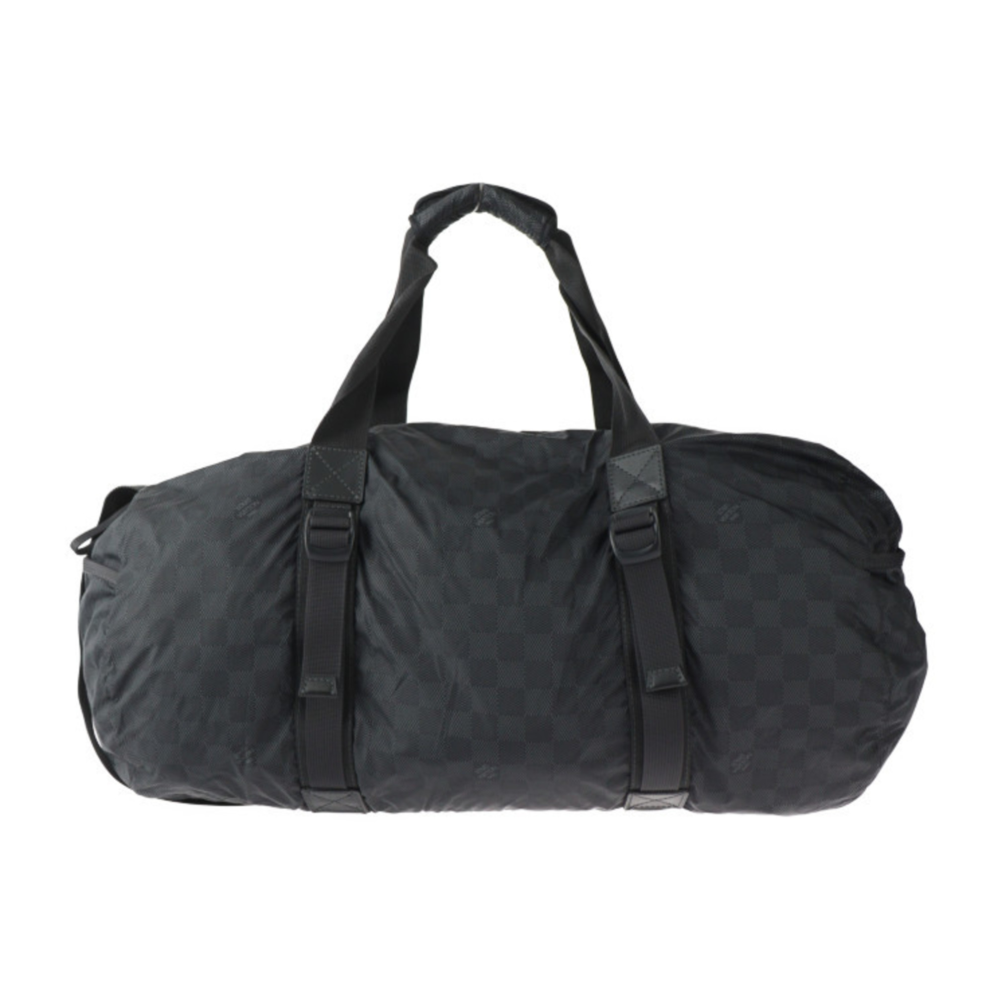 LOUIS VUITTON Louis Vuitton Practical Damier Aventure Boston Bag M97058 Nylon Leather Black Shoulder Foldable Storage