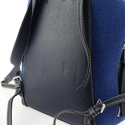 LOEWE Goya Small Backpack Rucksack/Daypack Calf Leather x Felt Navy Red Blue Anagram