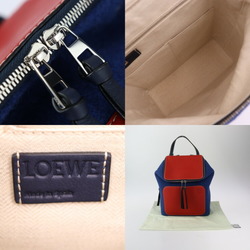 LOEWE Goya Small Backpack Rucksack/Daypack Calf Leather x Felt Navy Red Blue Anagram