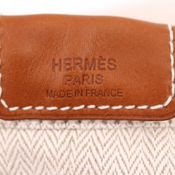 HERMES Hermes Fourby 25 Second Bag Toile Chevron Vaubarenia Natural Brown Pouch Clutch C Stamp