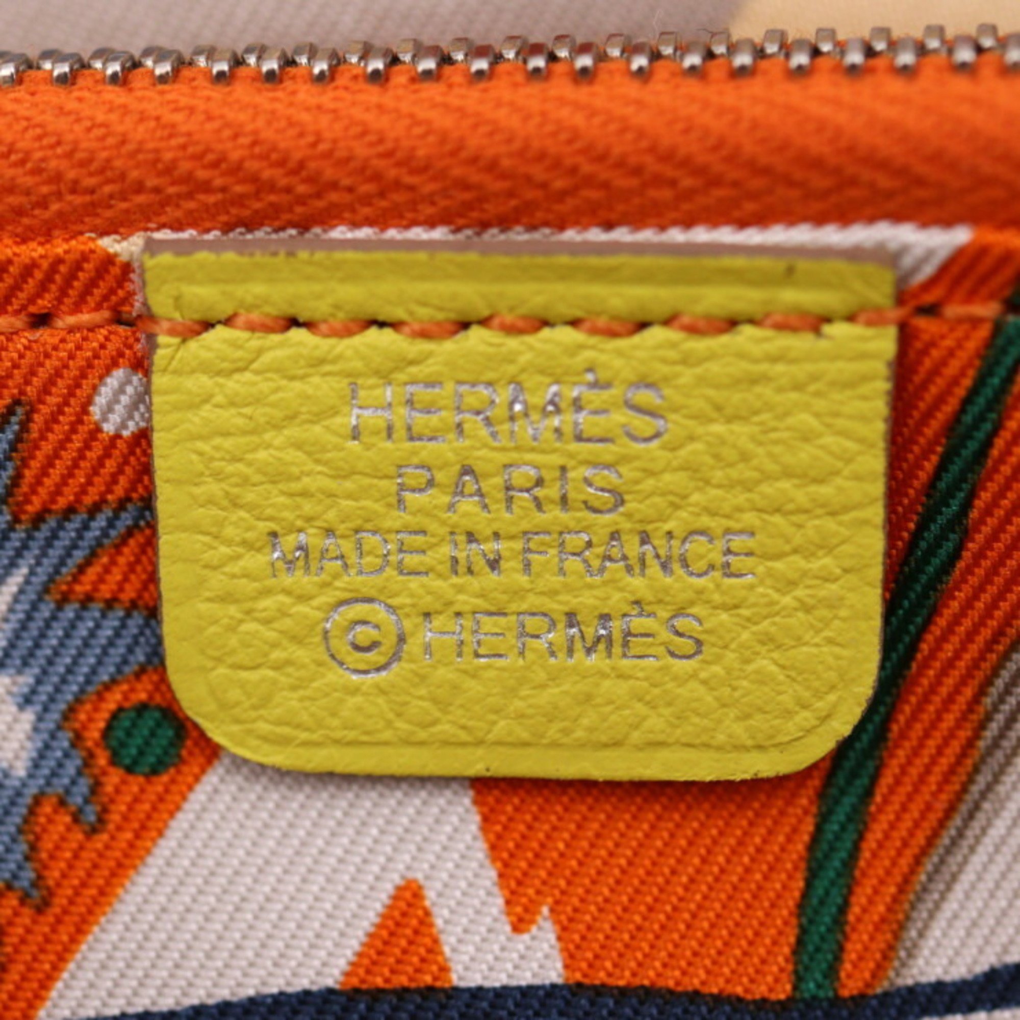 HERMES Azap Long Silk In Wallet Evercolor Lime Round B Engraved