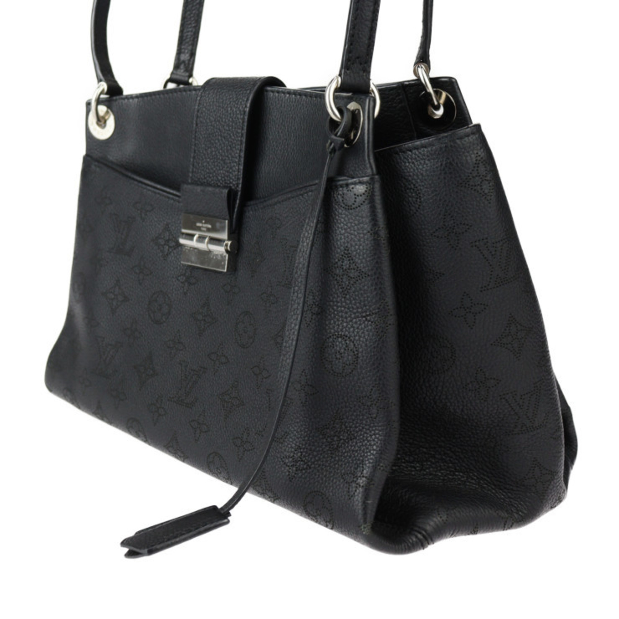 LOUIS VUITTON Louis Vuitton Sevres Monogram Mahina Handbag M41788 Leather Black Shoulder Bag Tote