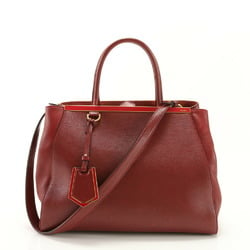 Fendi 3JOURS Toujours Leather Shoulder Bag Red Tote Handbag Women's