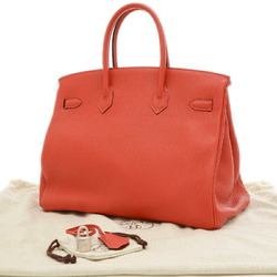 Hermes Birkin 35 Handbag Togo Rouge Kazak P Engraved