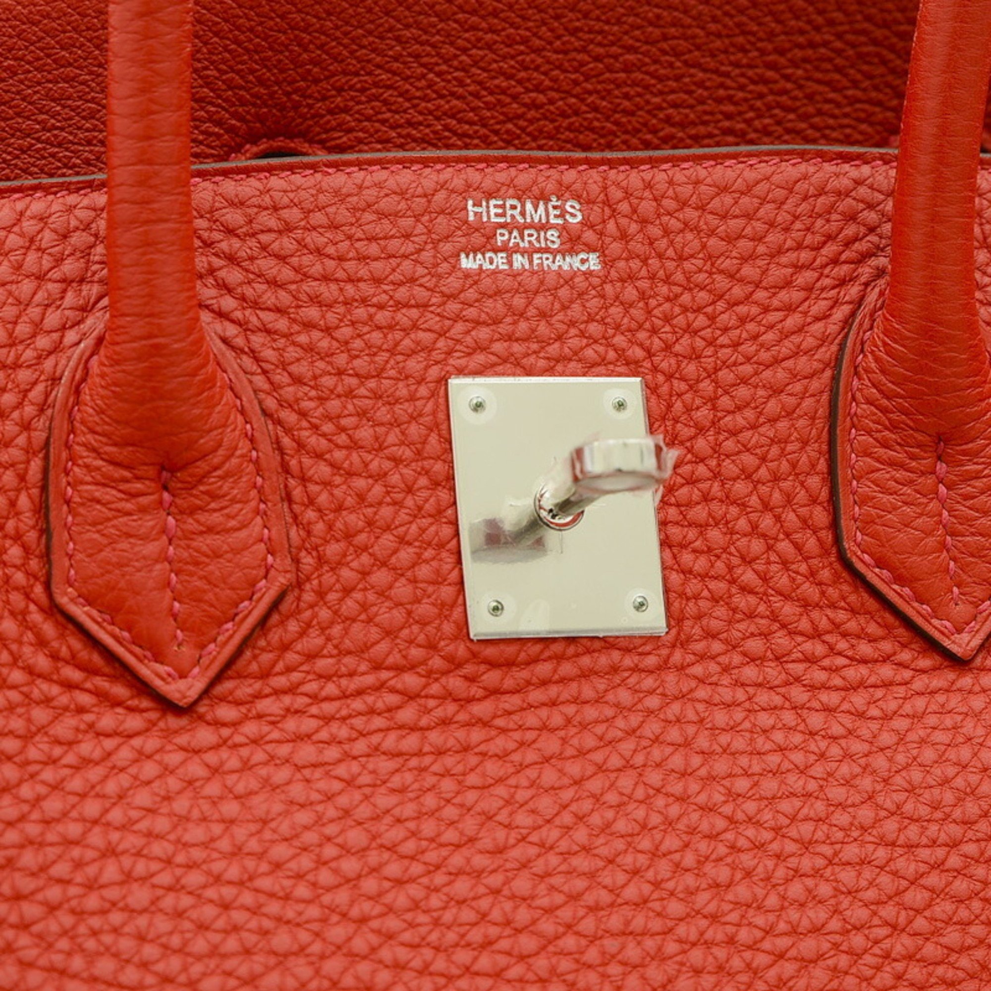 Hermes Birkin 35 Handbag Togo Rouge Kazak P Engraved