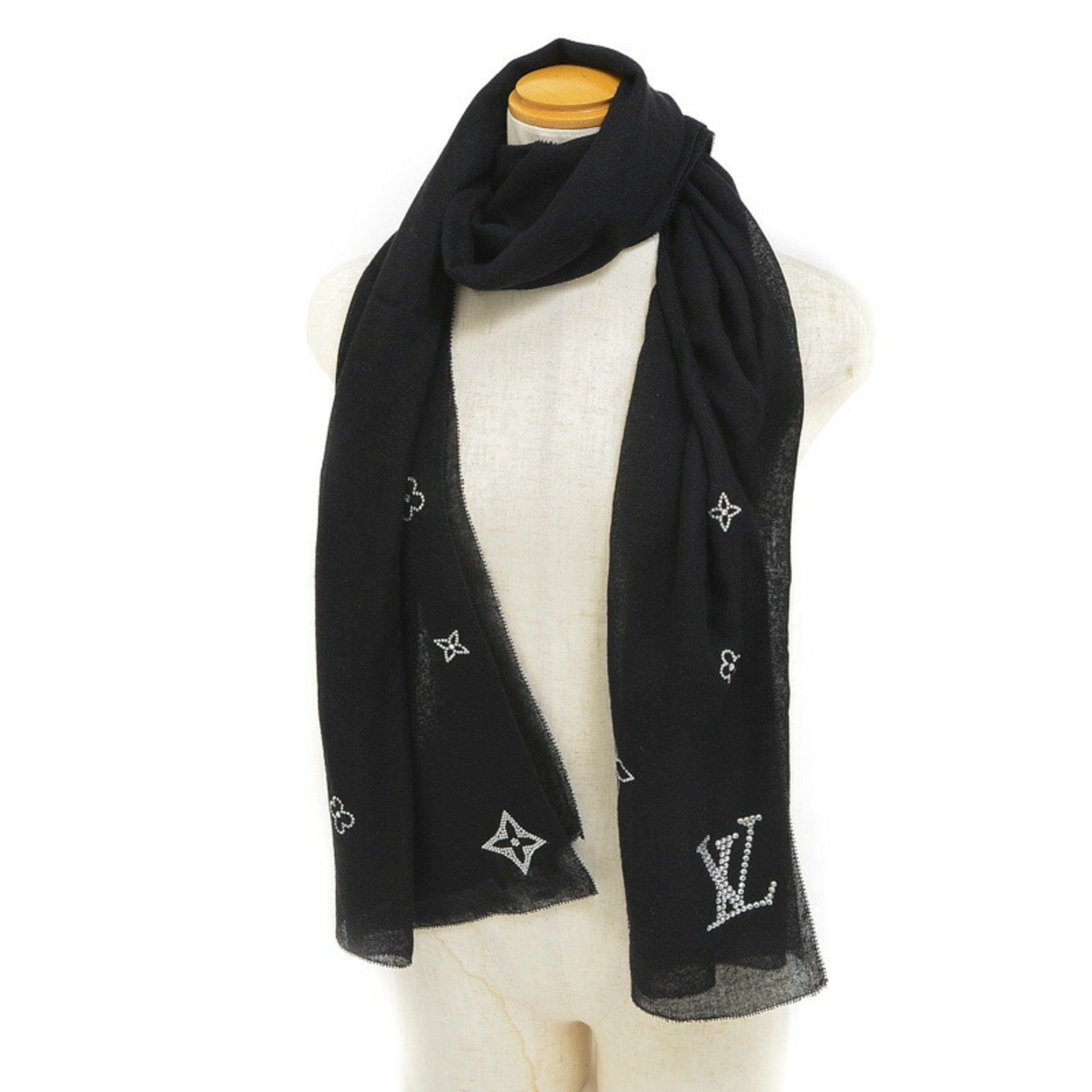 Louis Vuitton Etoile Monte Carlo Stole Black 100% Cashmere M74268