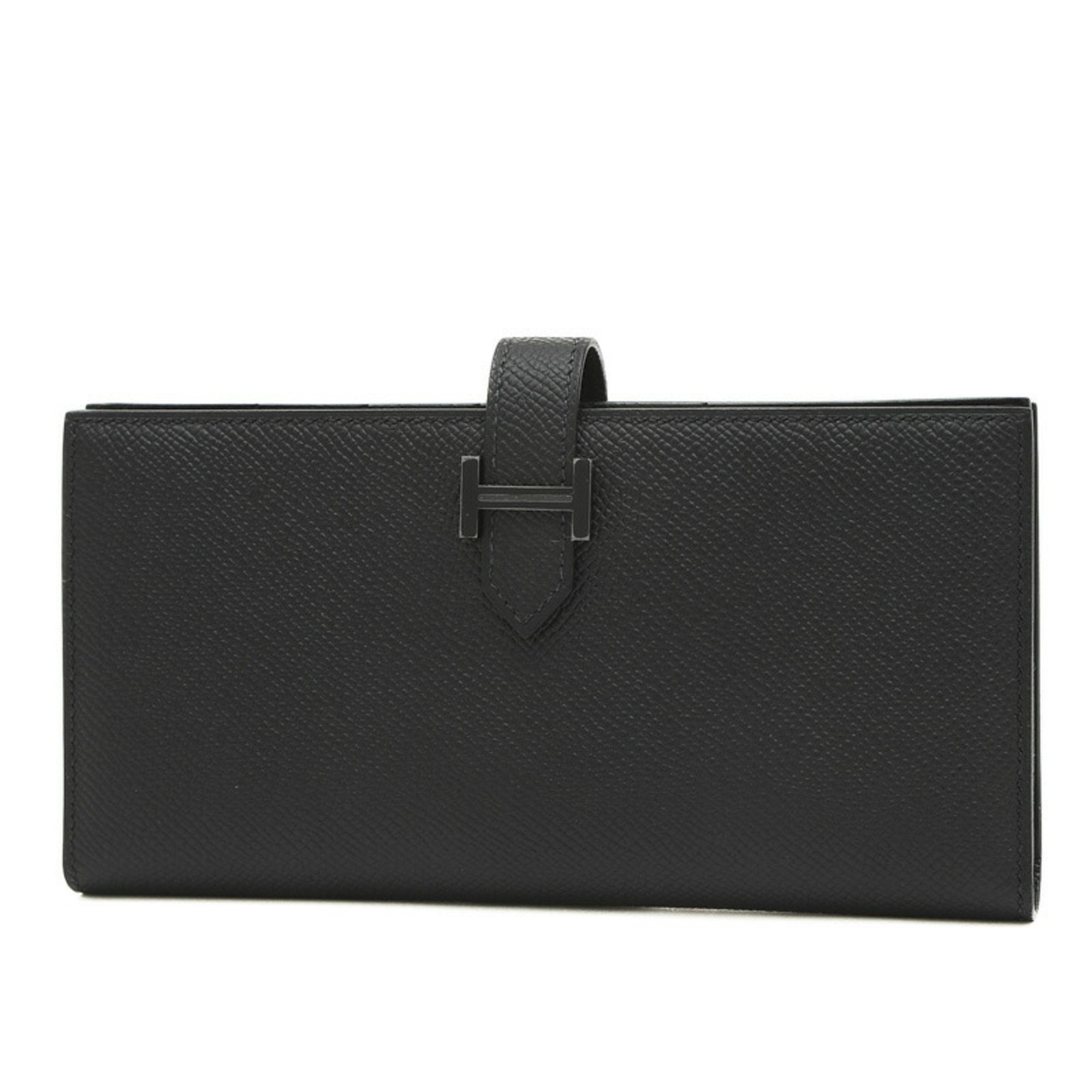 Hermes Bearn Soufflet Bi-fold Long Wallet Epson So Black B Stamp