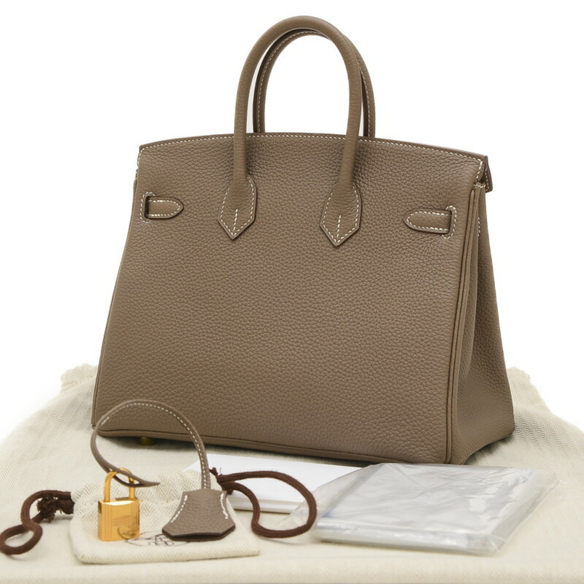 Hermes Birkin 25 Handbag Togo Etoupe C Stamp