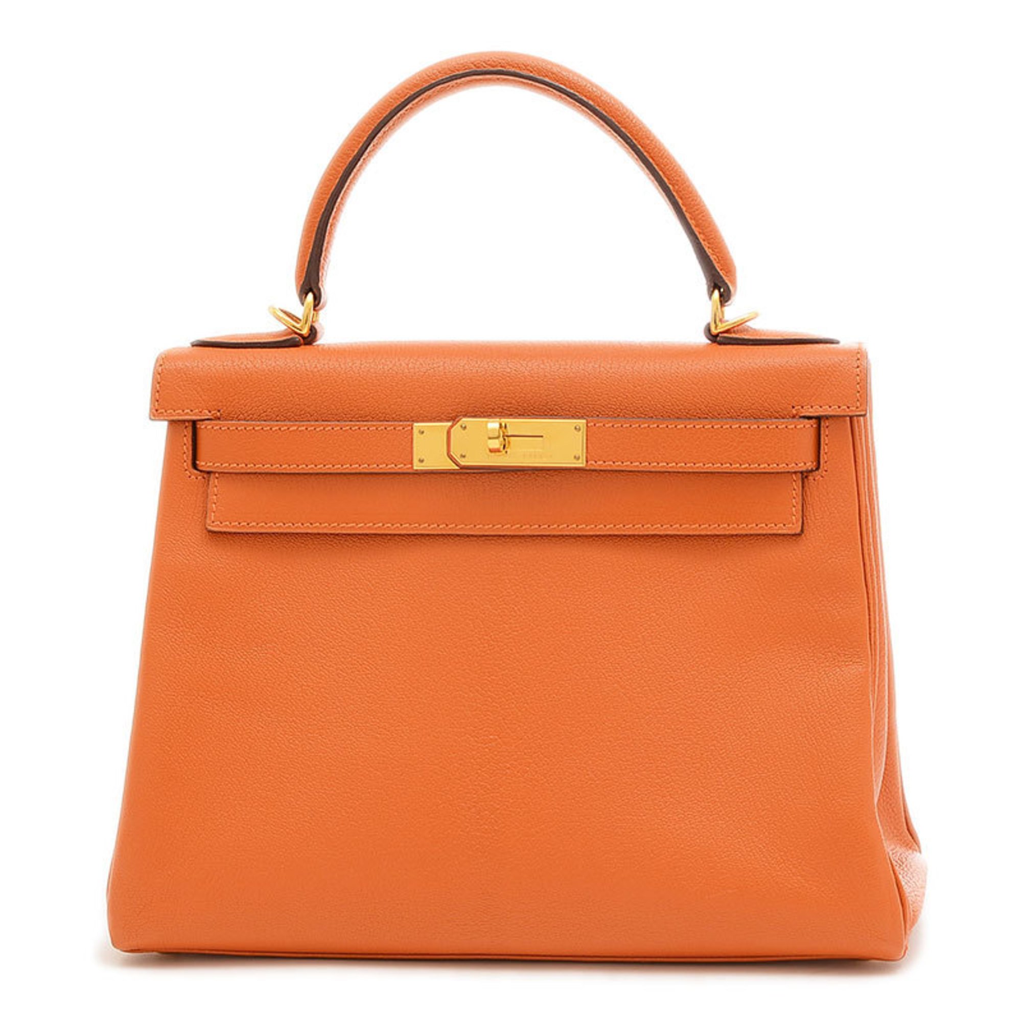 Hermes Kelly 28 Inner Stitching Handbag Chevre Potiron H Engraved