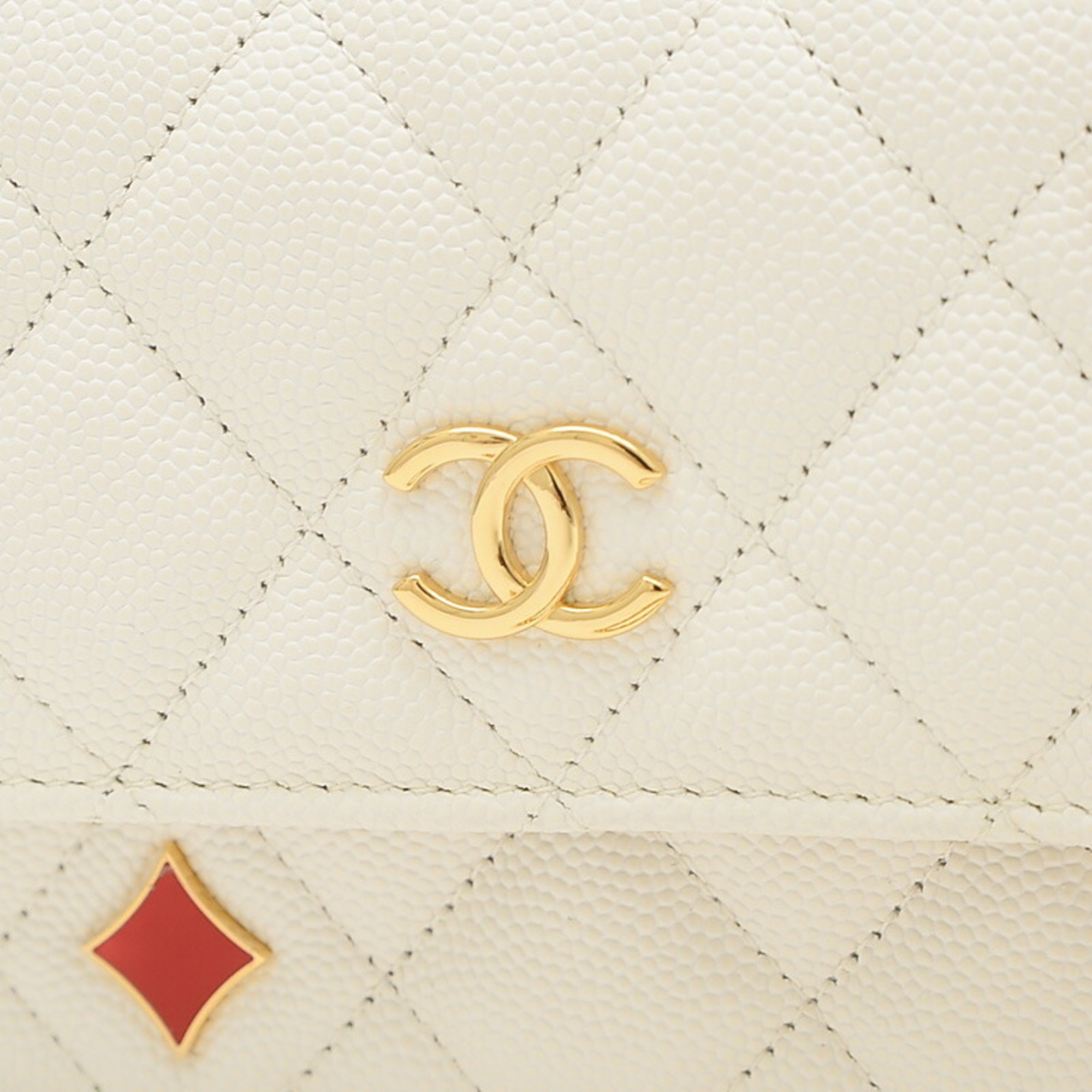 Chanel Matelasse Trump Mark Phone Case Caviar White AP3084