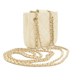 Chanel Matelasse Chain Shoulder Bag Pochette White AP2547