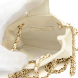 Chanel Matelasse Chain Shoulder Bag Pochette White AP2547