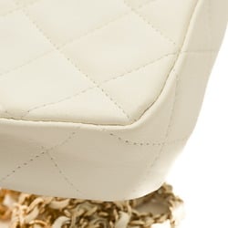 Chanel Matelasse Chain Shoulder Bag Pochette White AP2547