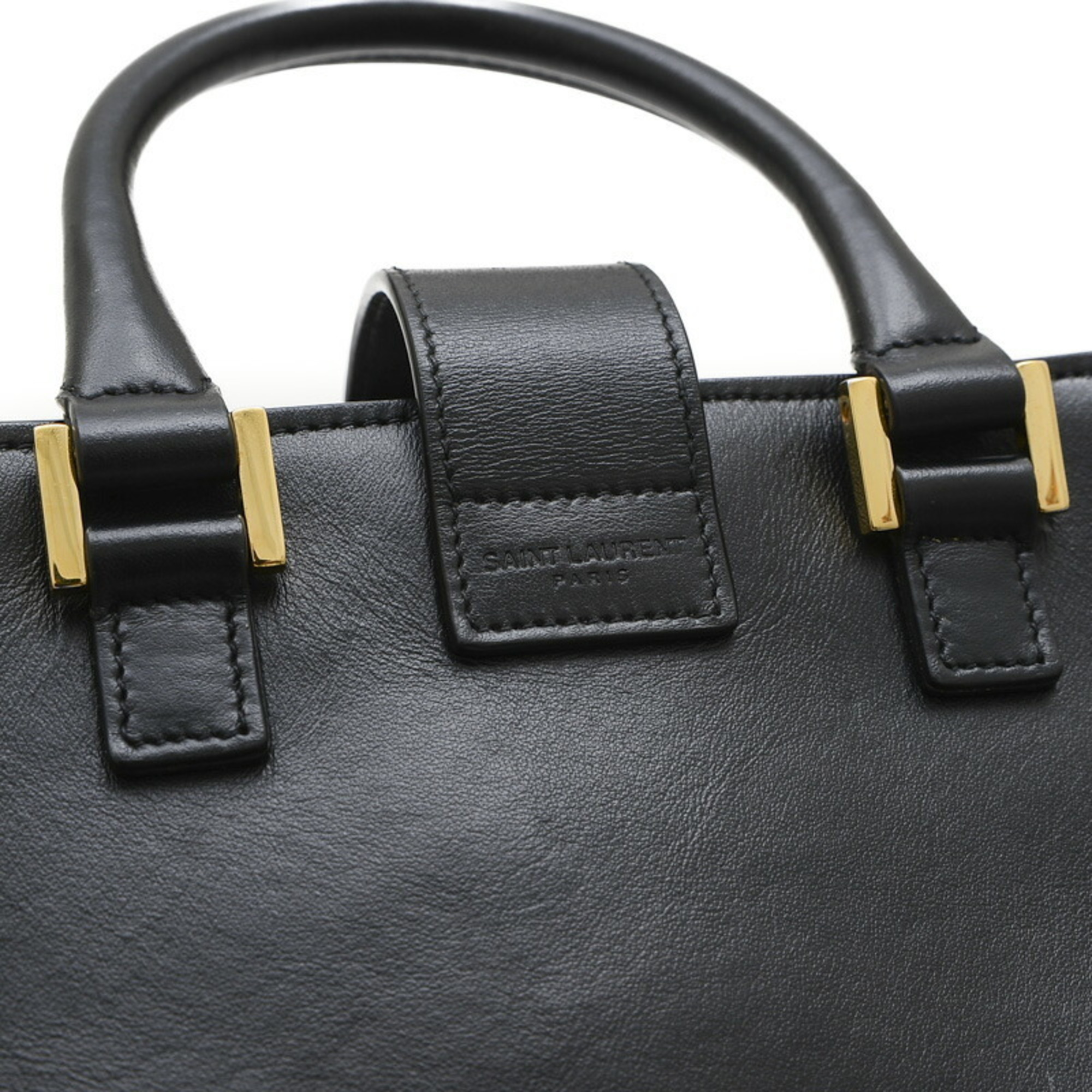 Saint Laurent Baby Cabas Handbag Leather Black 568853