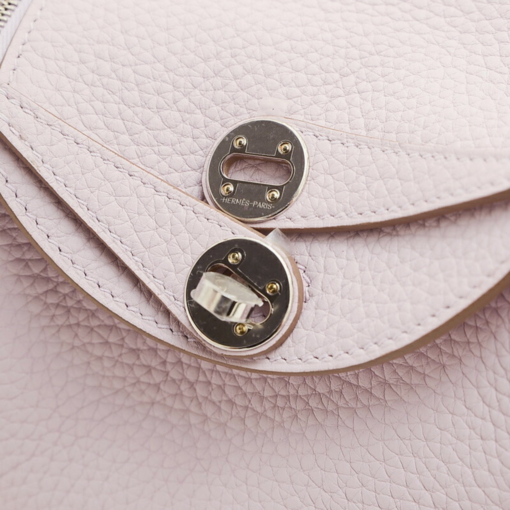 Hermes Lindy Verso Shoulder Bag Taurillon Mauve Pale New White W. Stamp