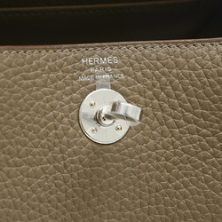 Hermes Lindy Shoulder Bag Maxi Quadrille Taurillon Clemence Etoupe W Engraved