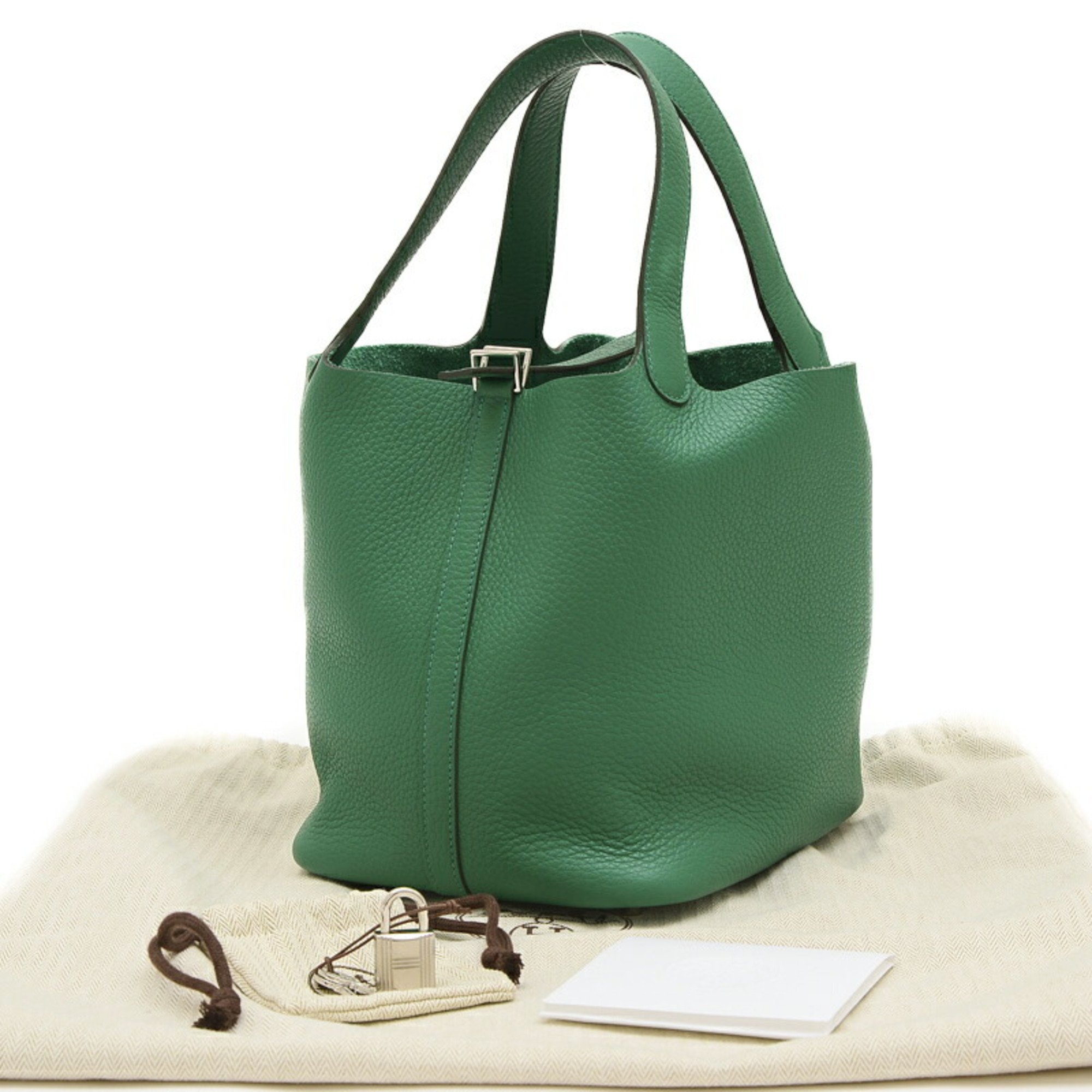 Hermes Picotin Lock MM 22 Handbag Taurillon Clemence Vert Vertigo B Stamp