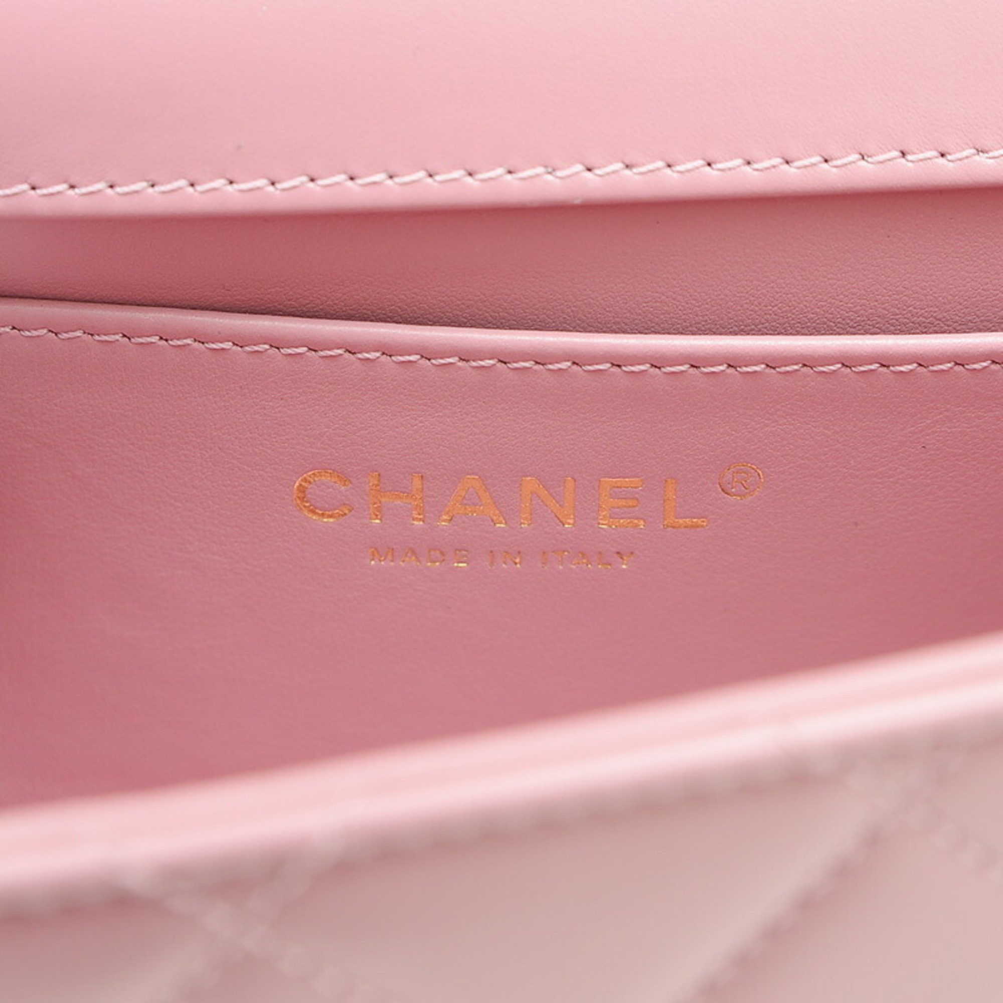 Chanel Matelasse Flap Bag Chain Shoulder Leather Pink AS2615