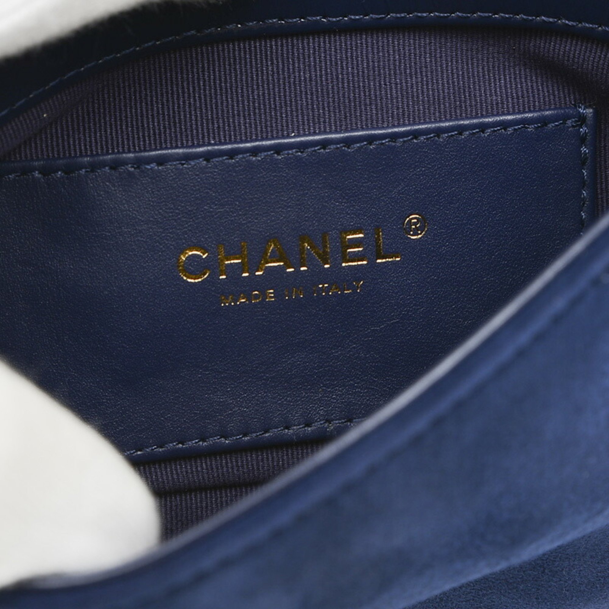 Chanel Matelasse Shoulder Bag Calf Suede Navy AS3396