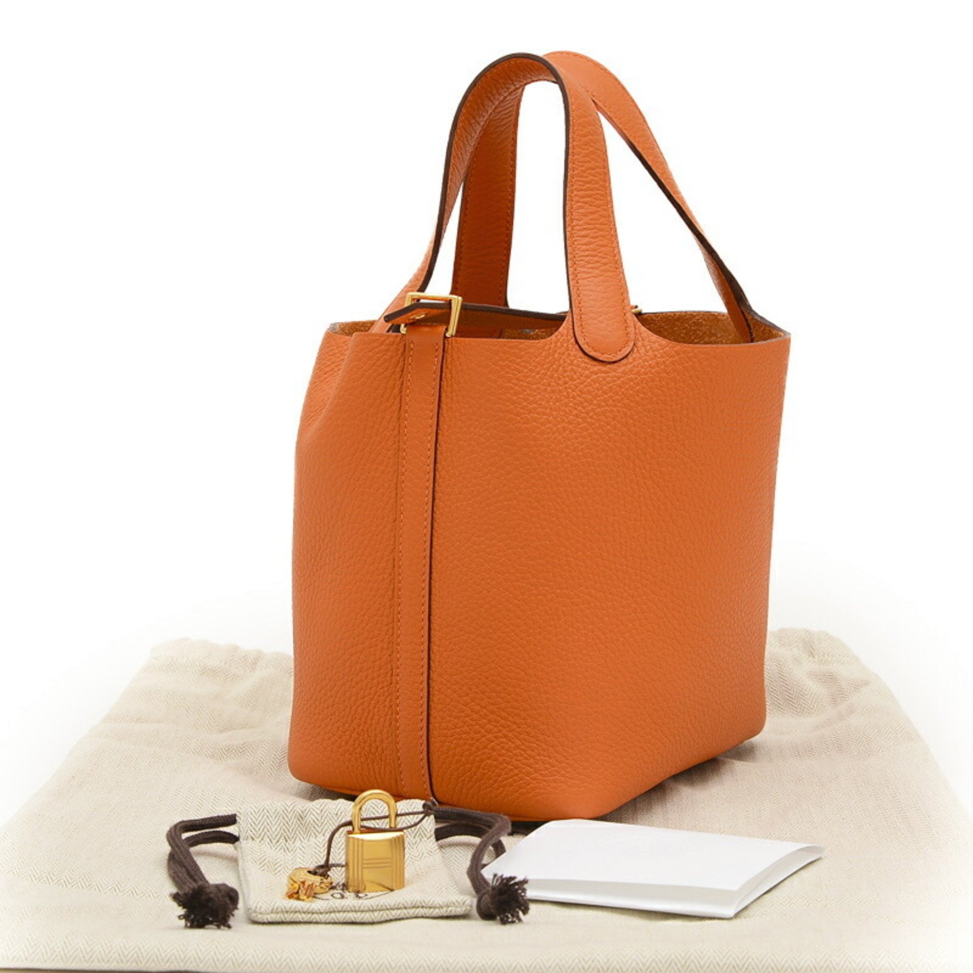 Hermes Picotin Lock PM 18 Handbag Taurillon Clemence Orange B Stamp