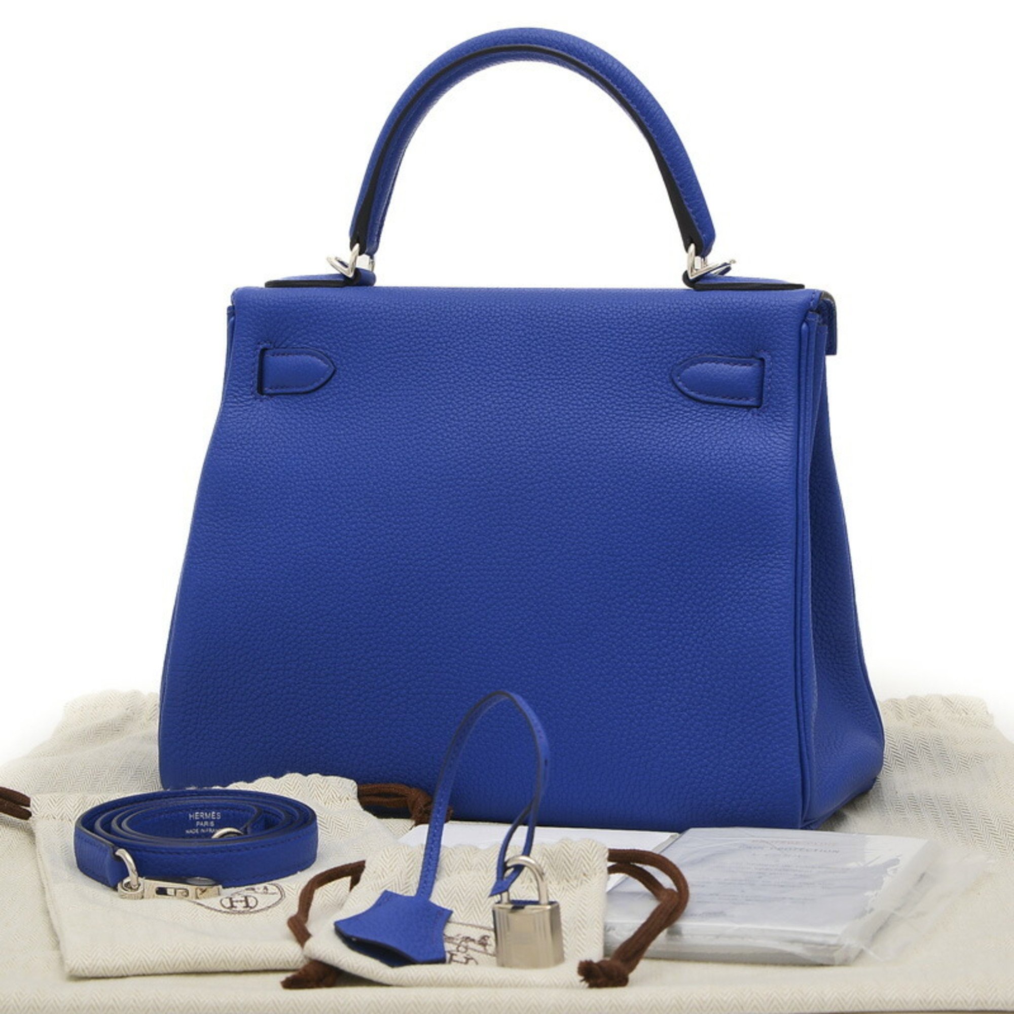 Hermes Kelly 28 Inner Stitching Handbag Togo Blue Royale U Stamp