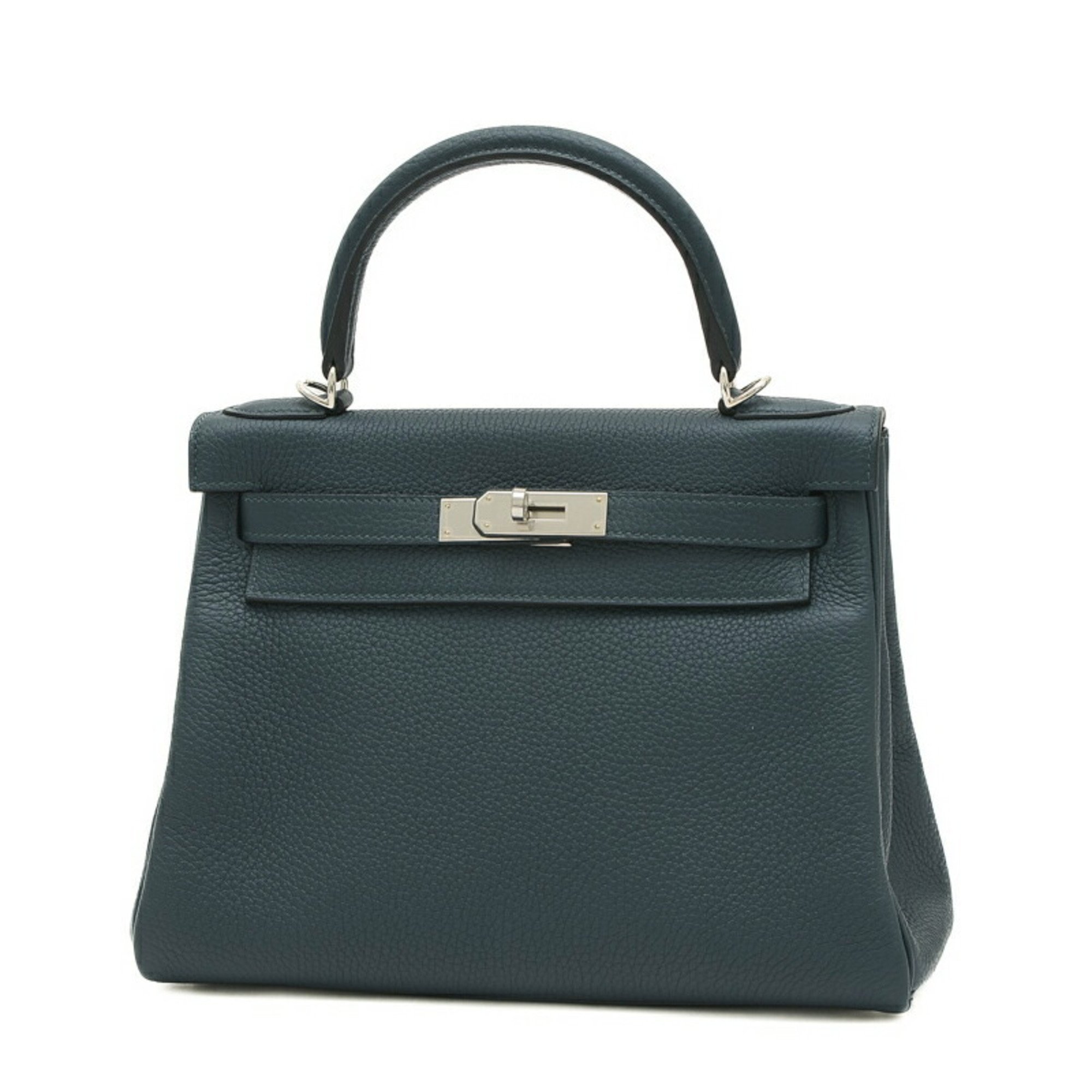 Hermes Kelly 28 Inner Stitching Handbag Togo Vert Chypre B Stamp