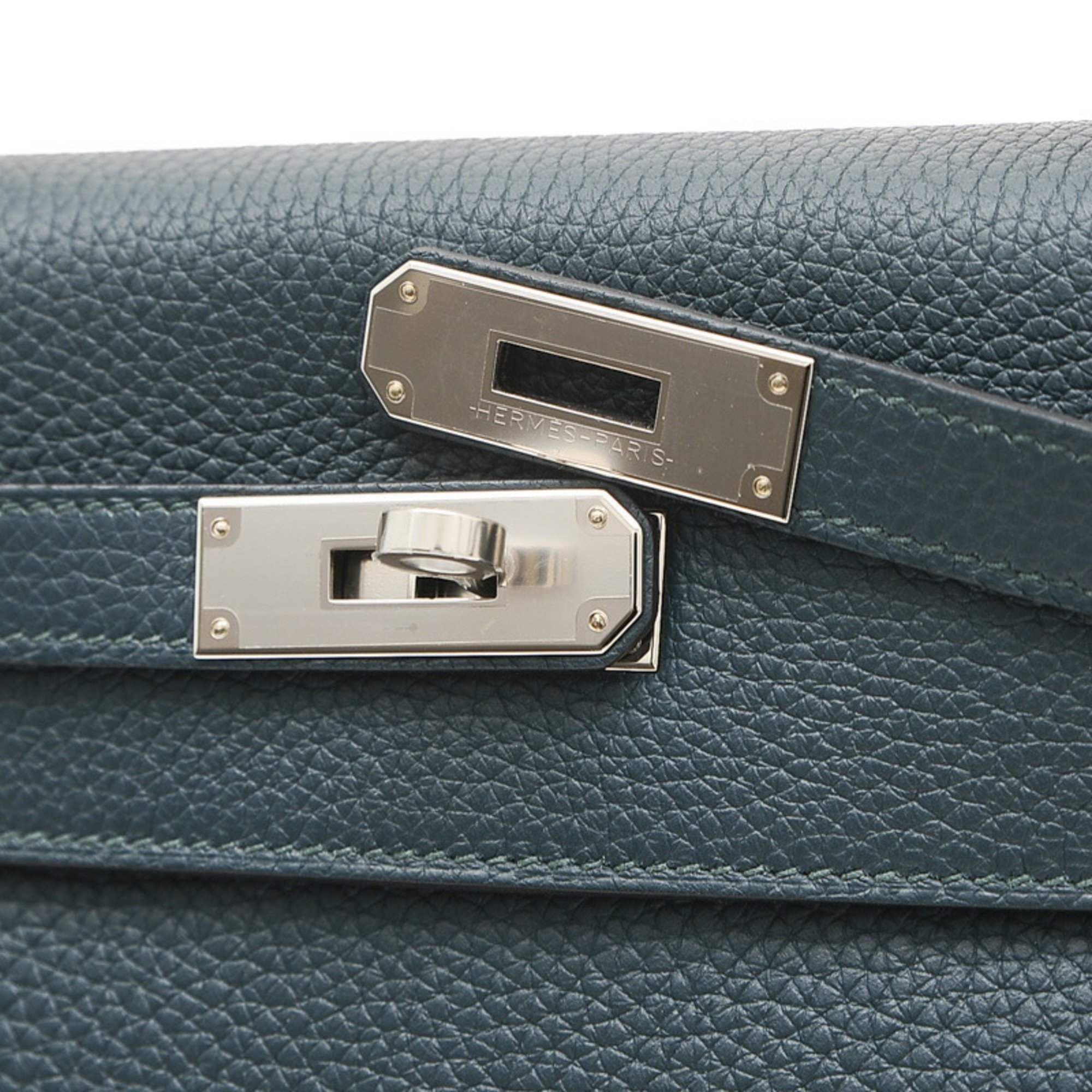 Hermes Kelly 28 Inner Stitching Handbag Togo Vert Chypre B Stamp