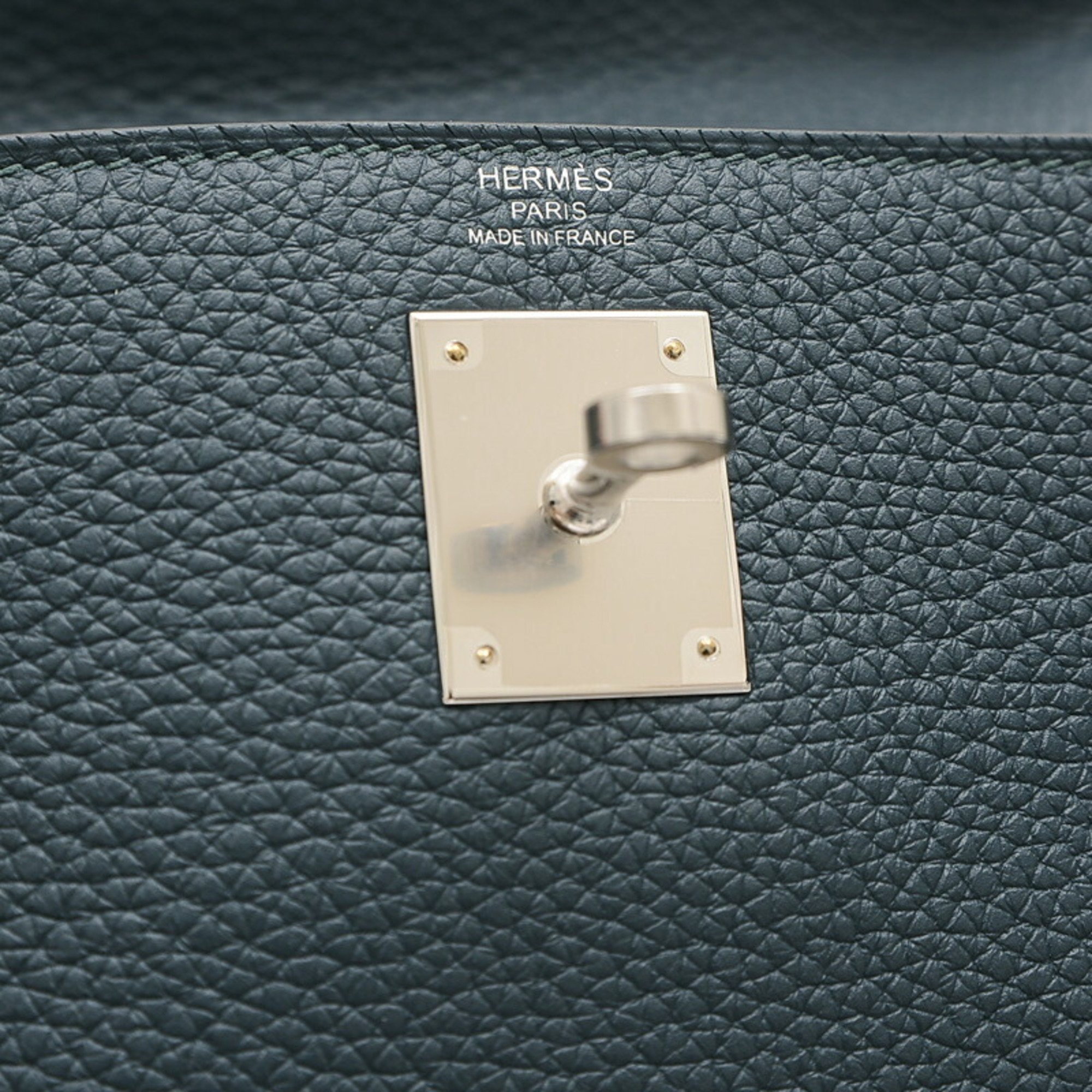 Hermes Kelly 28 Inner Stitching Handbag Togo Vert Chypre B Stamp