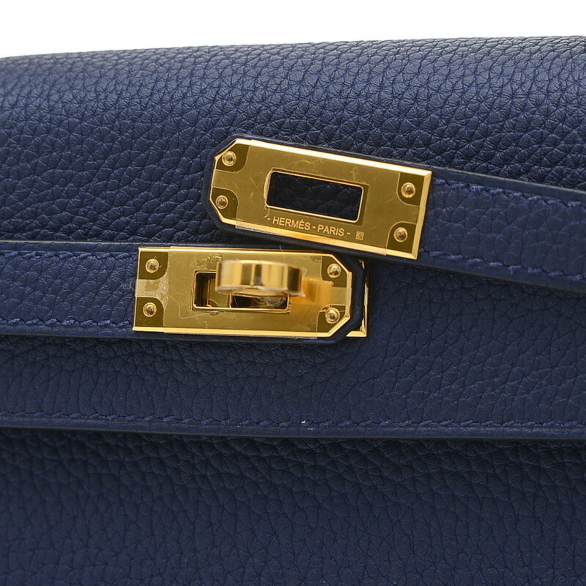 Hermes Kelly 25 Inner Stitching Handbag Togo Blue Saphir B Stamp