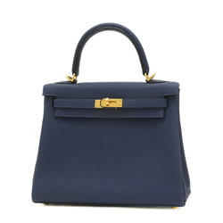 Hermes Kelly 25 Inner Stitching Handbag Togo Blue Saphir B Stamp