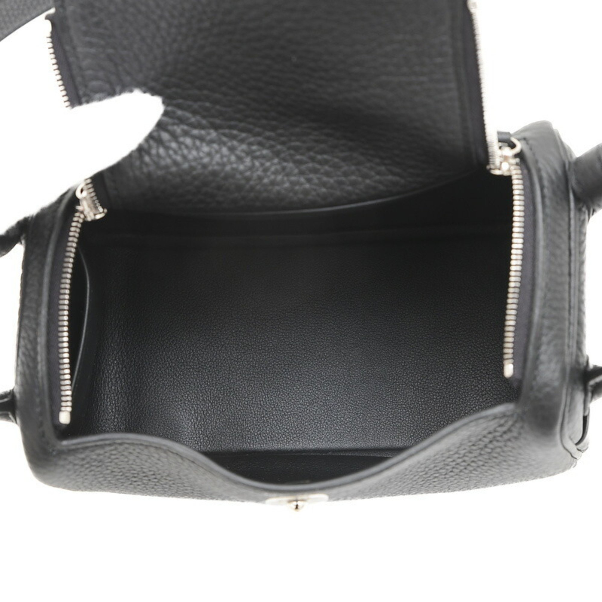 Hermes Lindy Shoulder Bag Taurillon Clemence Black W Stamp