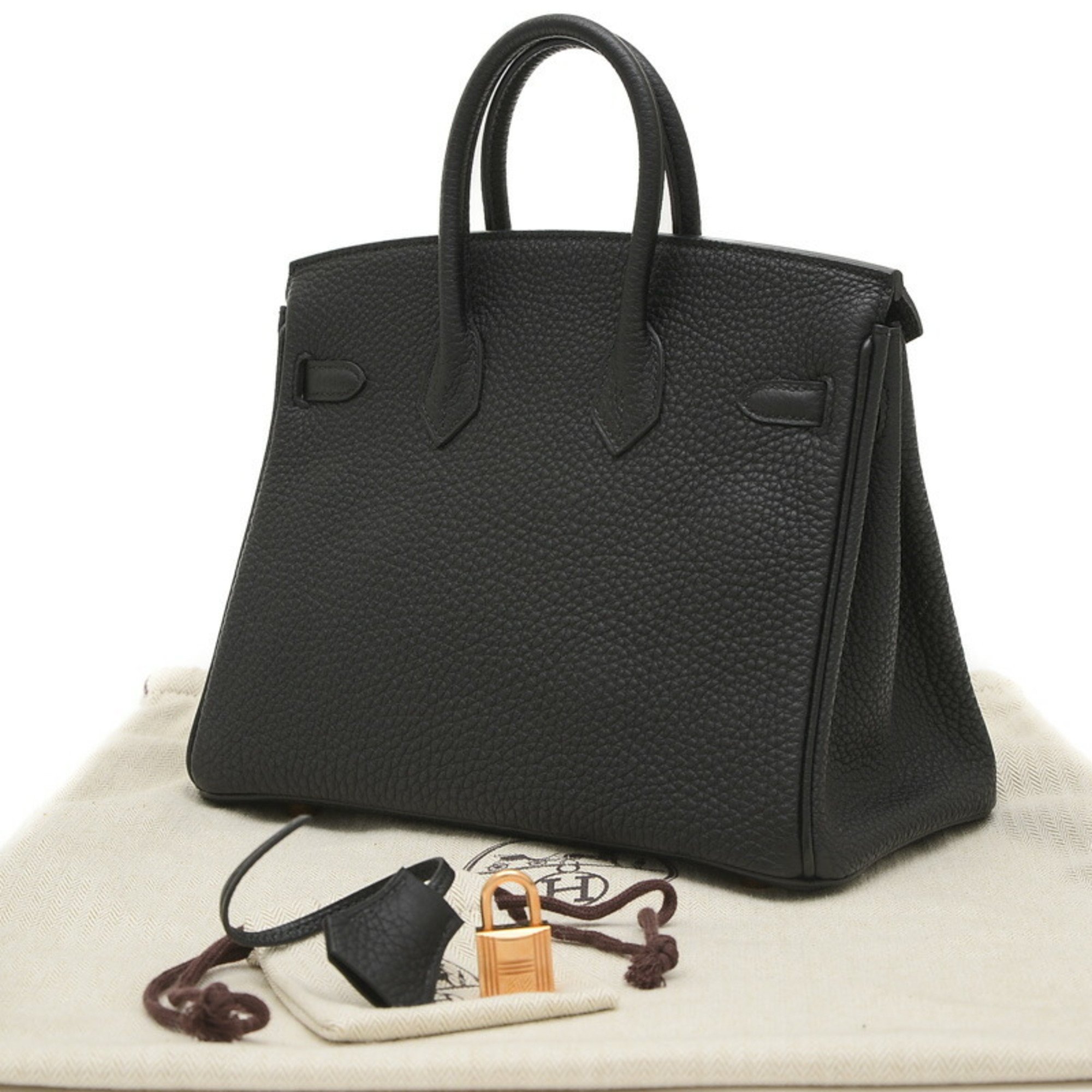 Hermes Birkin 25 Handbag Togo Black Rose Y Stamp