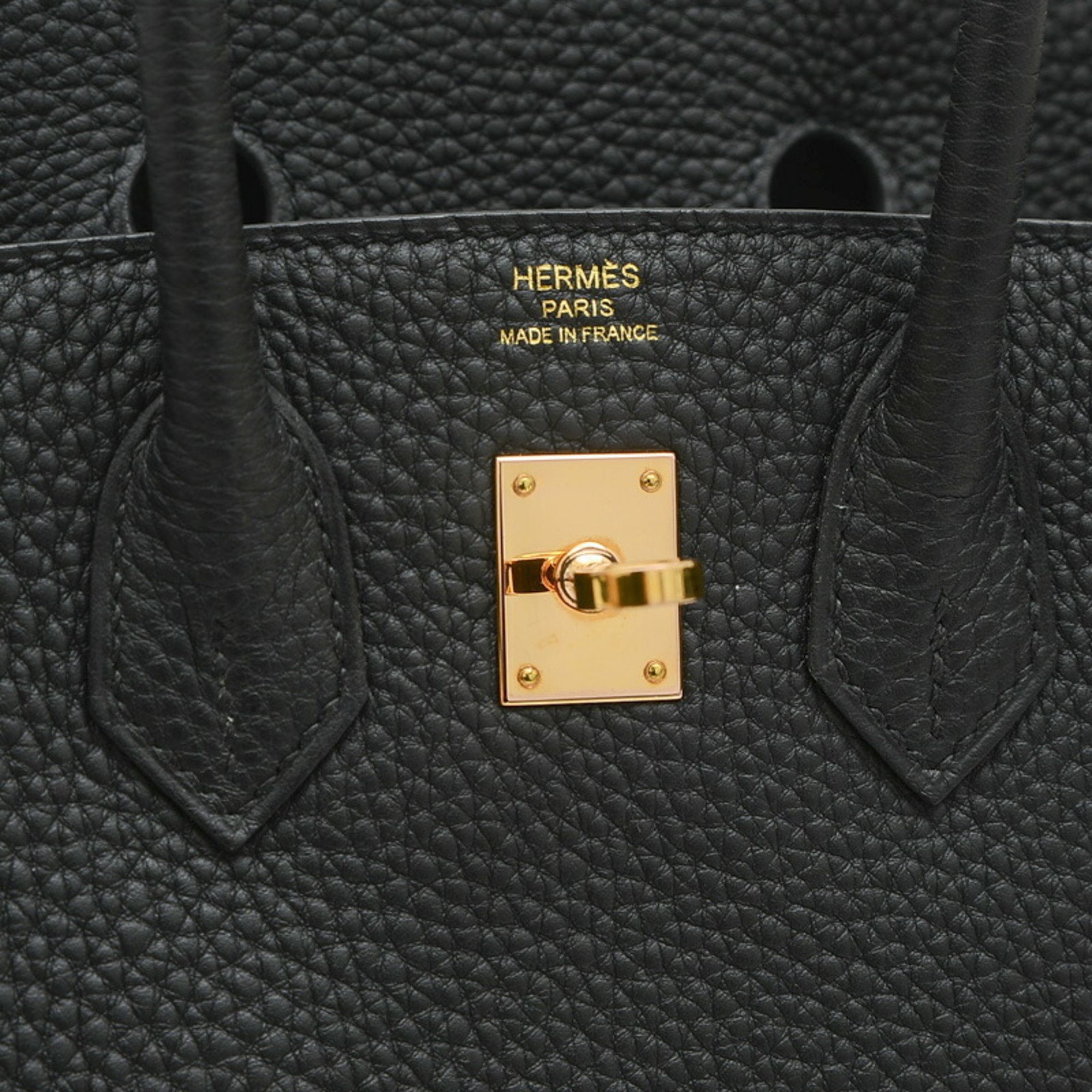 Hermes Birkin 25 Handbag Togo Black Rose Y Stamp