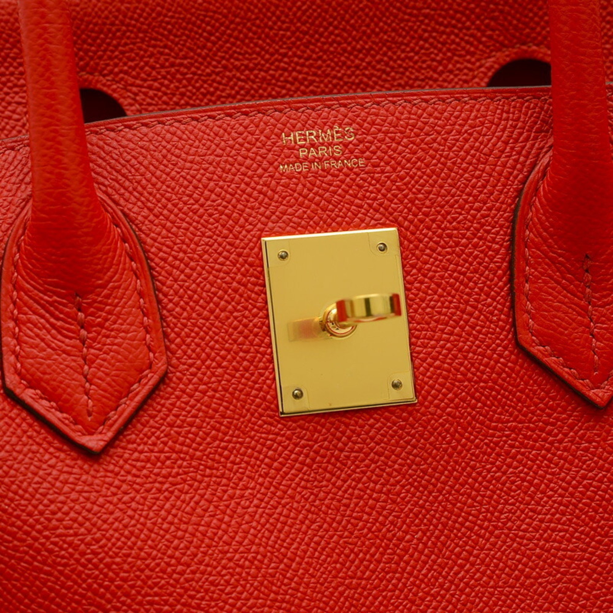 Hermes Birkin 30 Handbag Epson Rouge Cou D Engraved