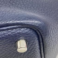 Hermes handbag Picotin Lock T engraved Taurillon Clemence Blue Obscure for women