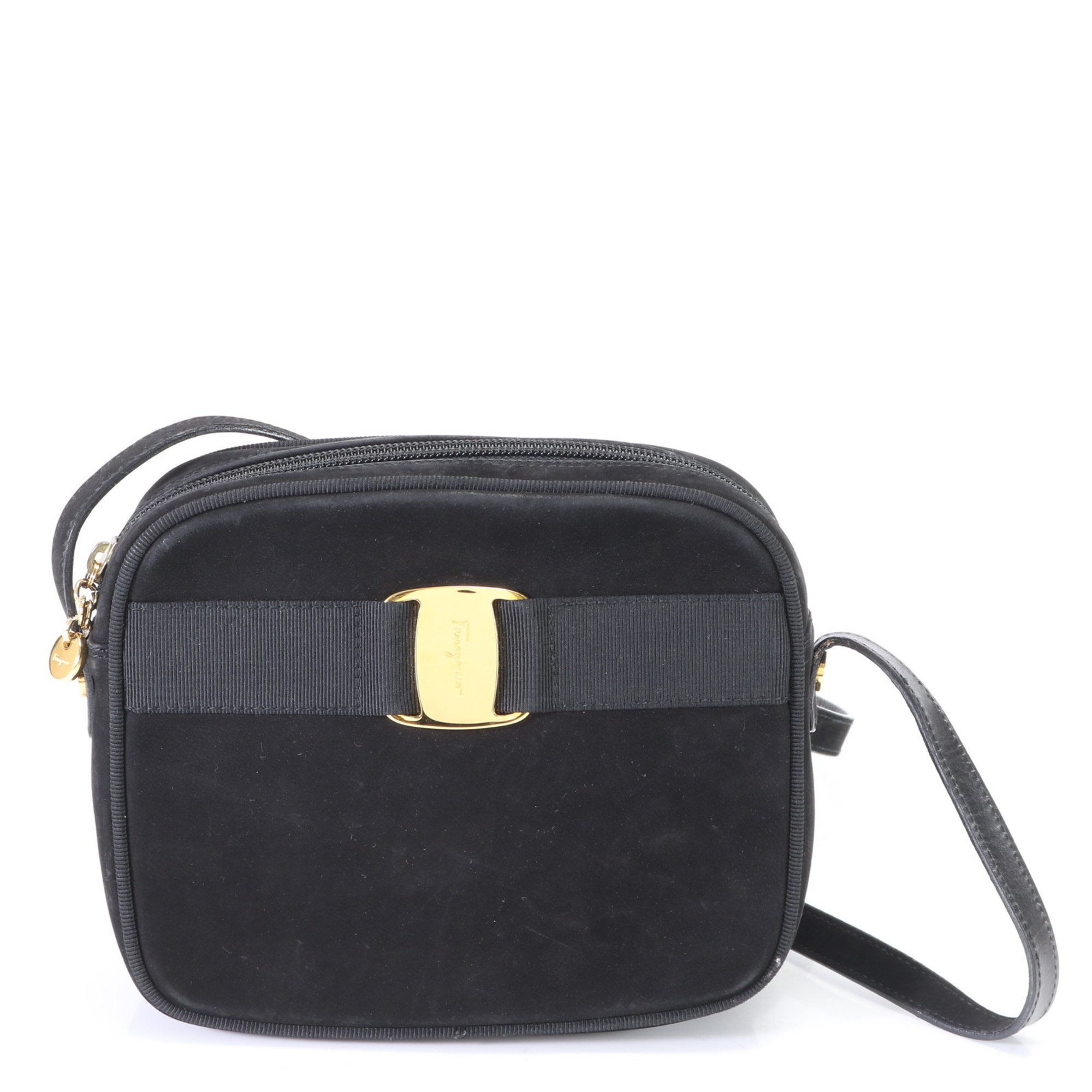 Salvatore Ferragamo Vara A213096 Leather Shoulder Bag Crossbody Black Women's