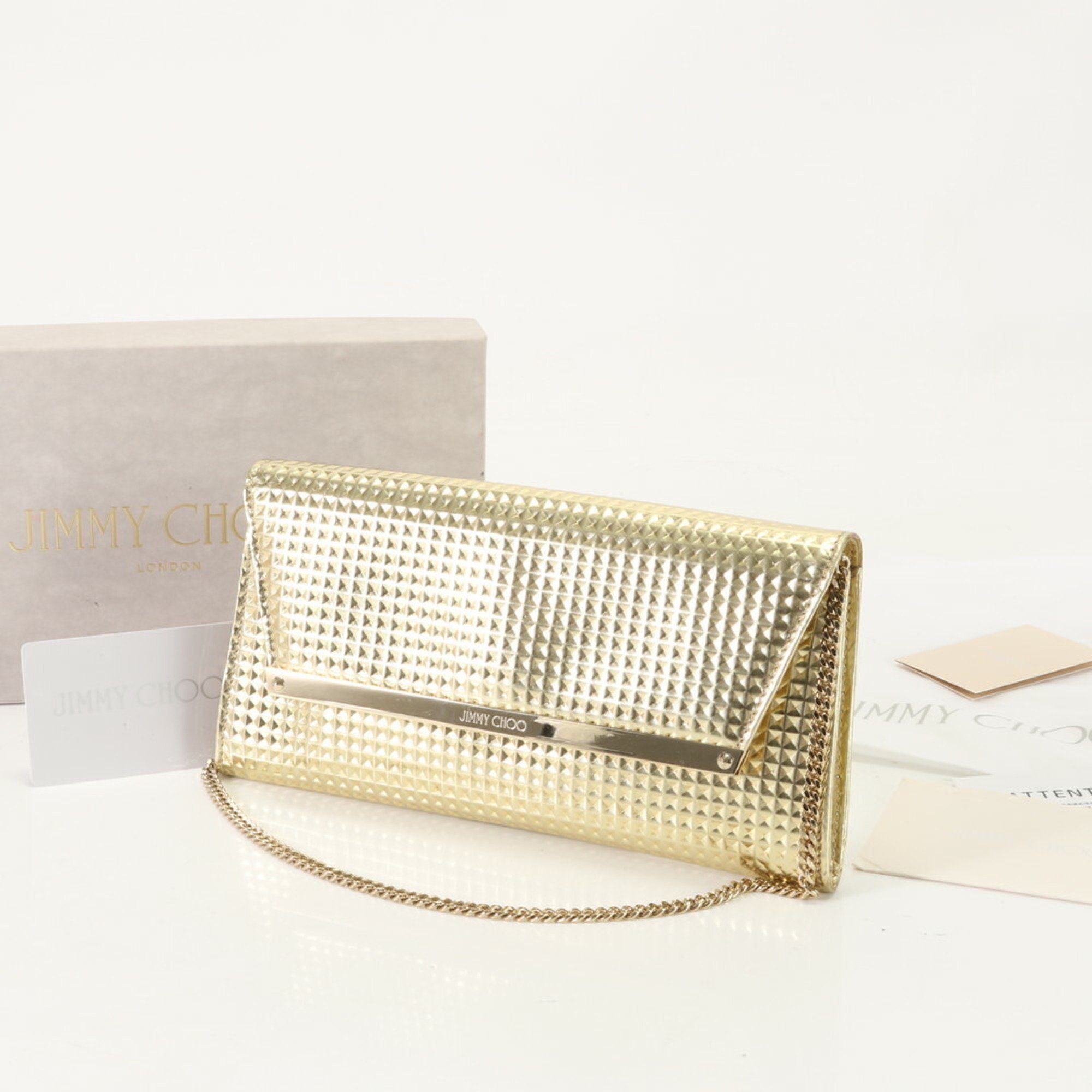 Jimmy Choo Chain Handbag 00G4ZM Clutch Gold Women's