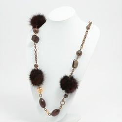 Dolce & Gabbana fur color stone chain necklace silver for women