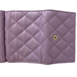 CHANEL Chanel Bi-fold Wallet AP3808 Small Flap CC Pearl Coco Mark Lambskin Light Purple 180546