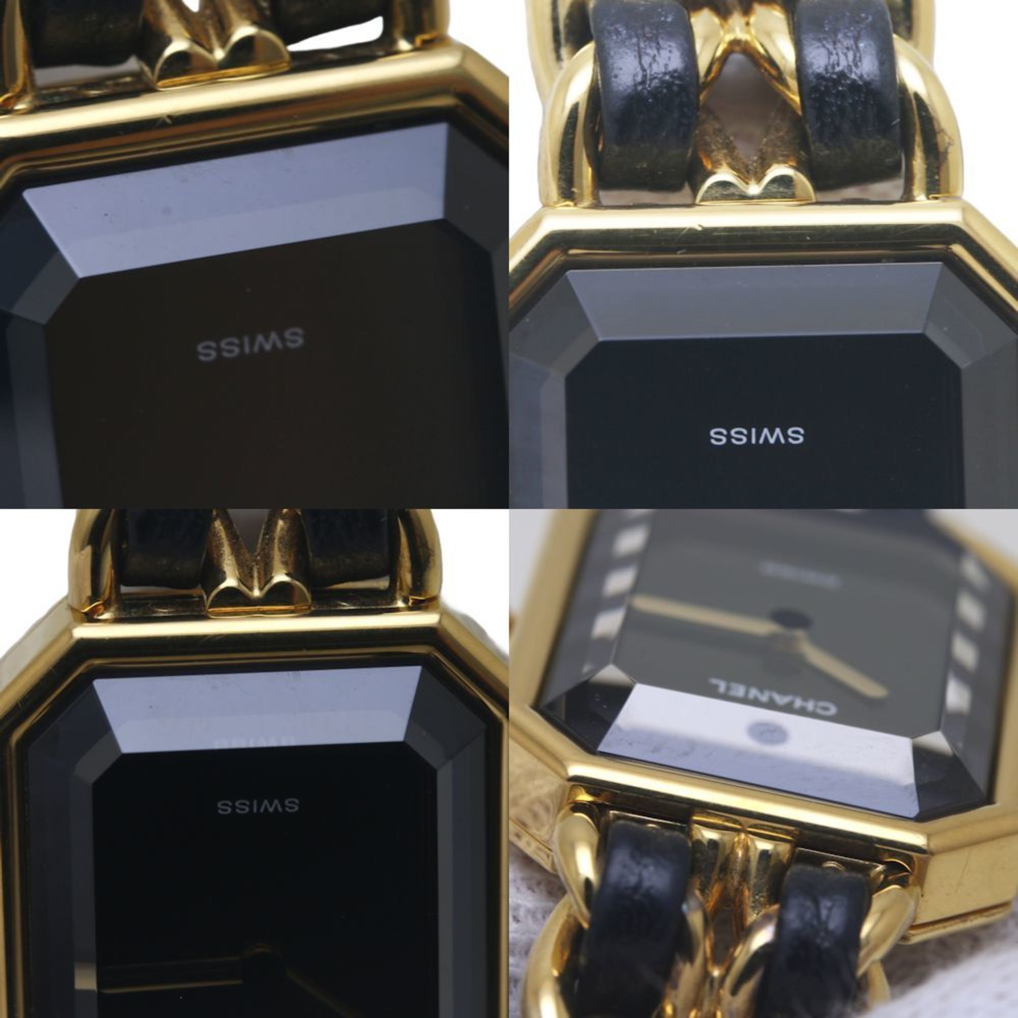 CHANEL Chanel Premiere L size H0001 483011003 GP (gold plated) x leather ladies 130194 watch