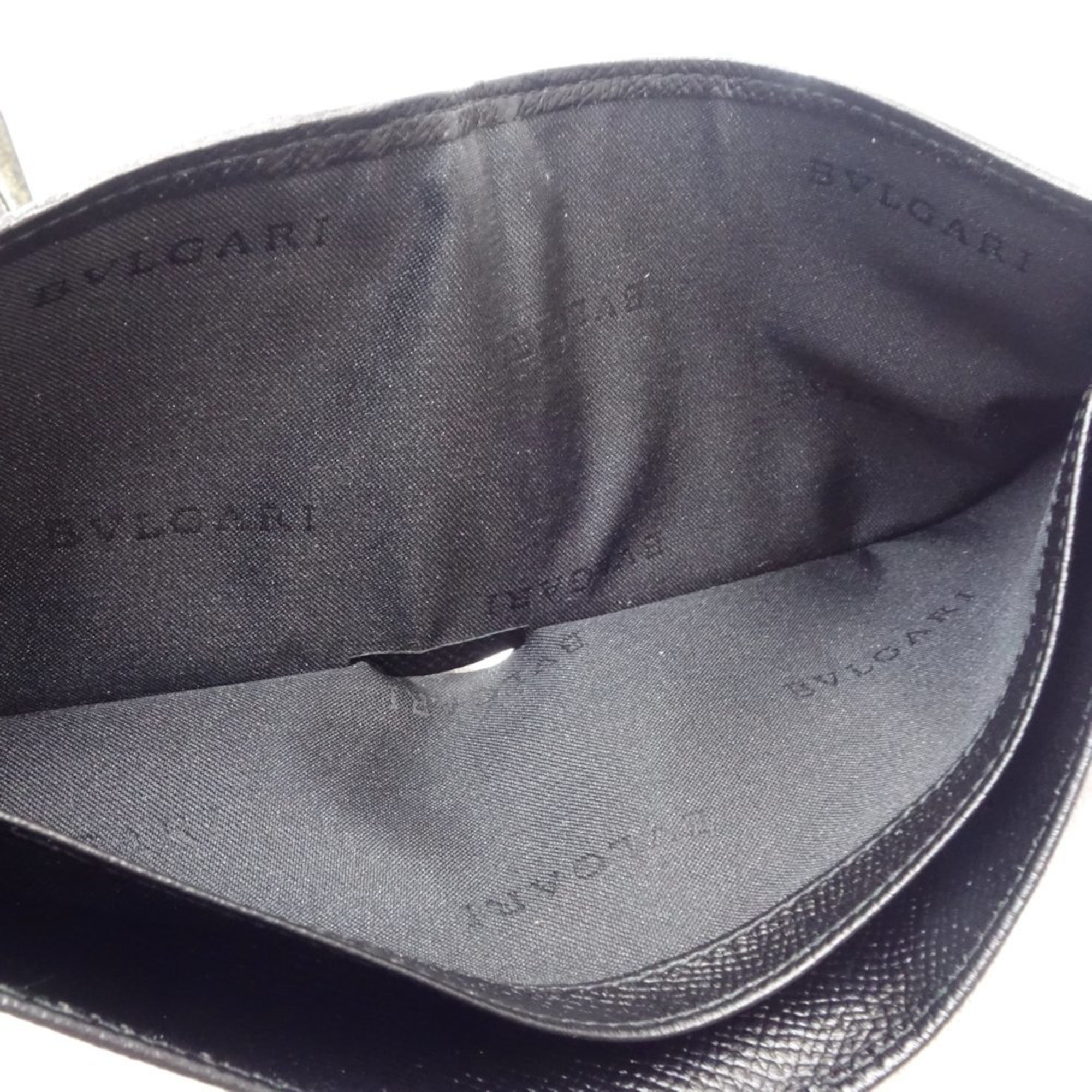 BVLGARI Bulgari Bi-fold Wallet Flap Compact Leather Black 180547