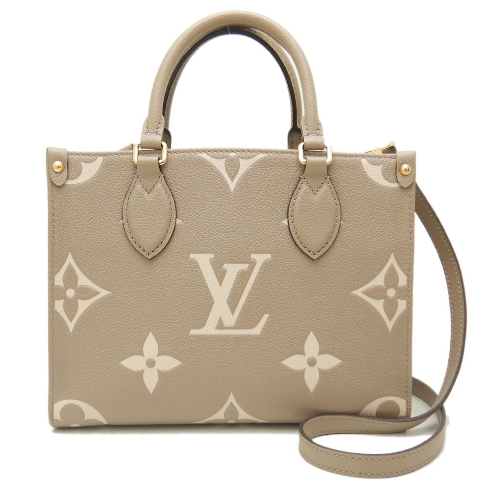 LOUIS VUITTON Louis Vuitton On the Go PM M45779 Tote Bag Monogram Empreinte Bicolor Tourterelle Creme 251882