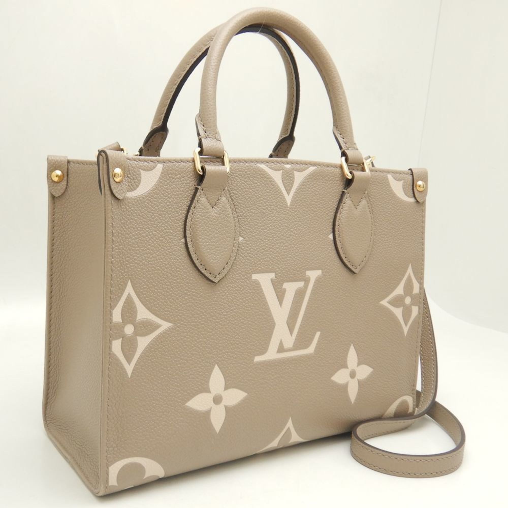 LOUIS VUITTON Louis Vuitton On the Go PM M45779 Tote Bag Monogram Empreinte Bicolor Tourterelle Creme 251882